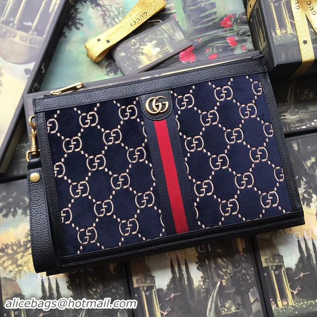 Good Looking Gucci GG velvet Clutch bag 575371 Blue