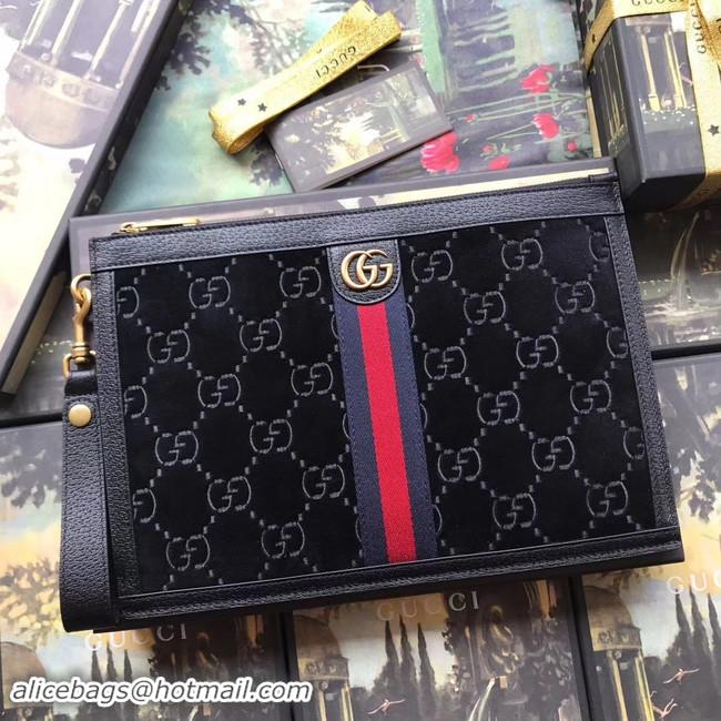 Particularly Recommended Gucci GG velvet Clutch bag 575371 Black