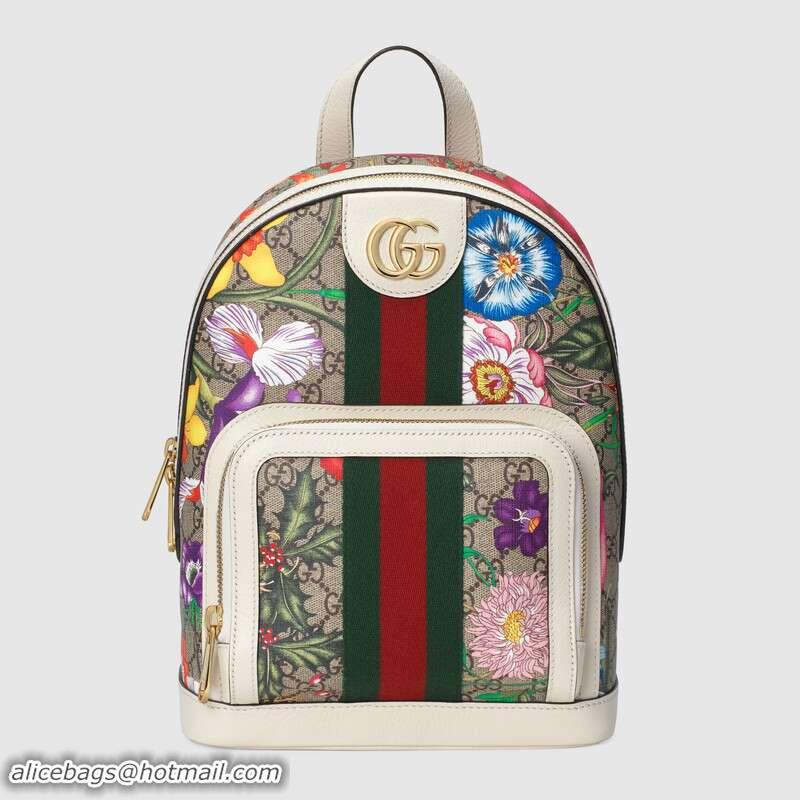 Luxury Cheap Gucci Ophidia series GG flower small backpack 547965 white