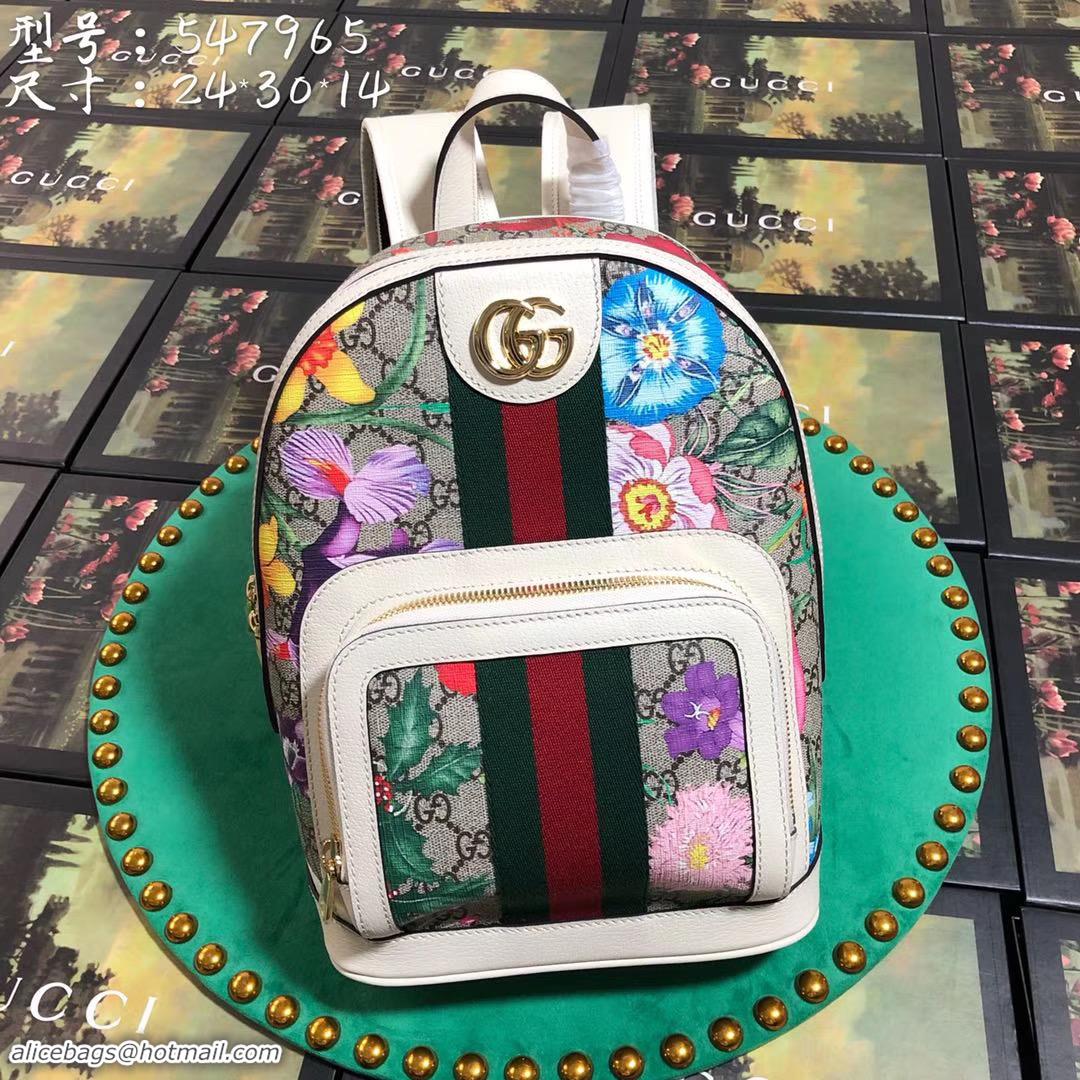 Luxury Cheap Gucci Ophidia series GG flower small backpack 547965 white