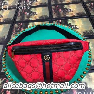 Top Quality Cheapest Gucci GG Velvet Waistpack 574968 Red