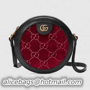 Imitation Wholesale Gucci GG Velvet Round Shoulder Bag 574978 Red