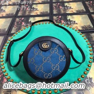 Wholesale Gucci GG velvet round shoulder bag 574978 Blue 