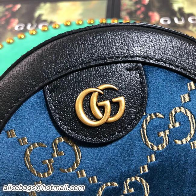 Wholesale Gucci GG velvet round shoulder bag 574978 Blue 