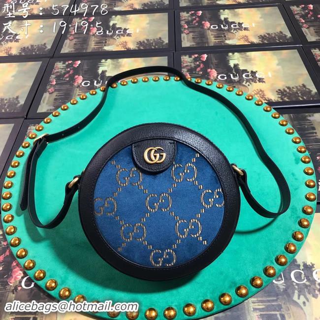 Wholesale Gucci GG velvet round shoulder bag 574978 Blue 