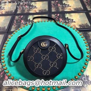 Luxury Classic Gucci GG velvet round shoulder bag 574978 Black