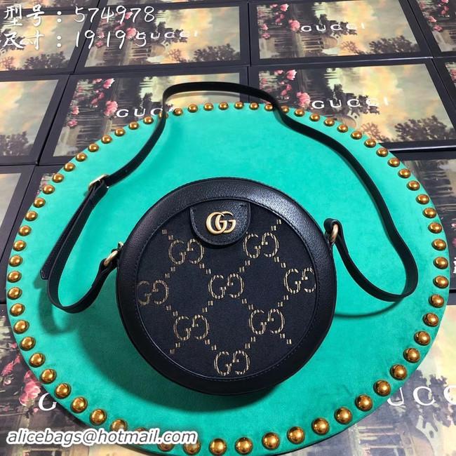 Luxury Classic Gucci GG velvet round shoulder bag 574978 Black