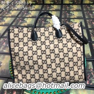 High Quality Discount Gucci GG wool shopping bag 598169 white