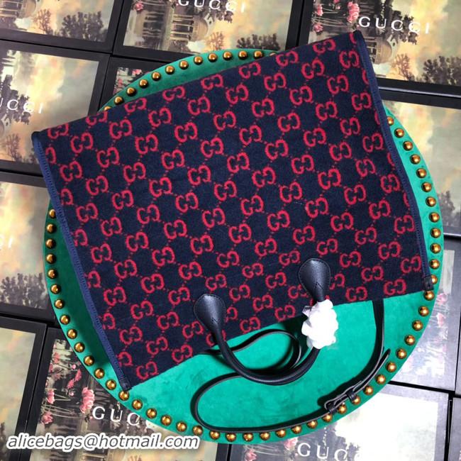 Newly Launched Gucci GG wool shopping bag 598169 Blue and red