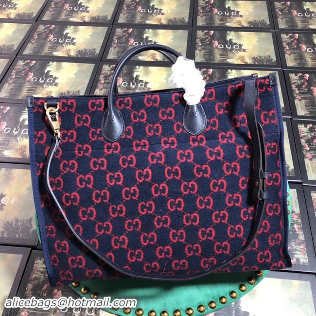 Newly Launched Gucci GG wool shopping bag 598169 Blue and red