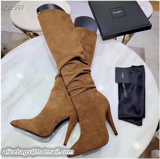 Cheapest Yves Saint Laurent Heel 9.5cm High Suede Boots YSL8940 2019