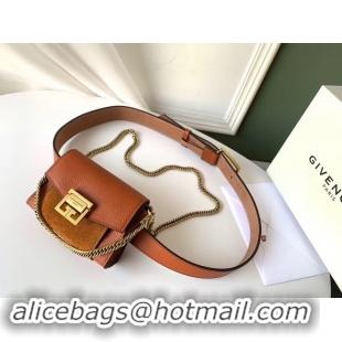 Top Grade GIVENCHY GV3 leather and suede mini bumbag 1127 brown