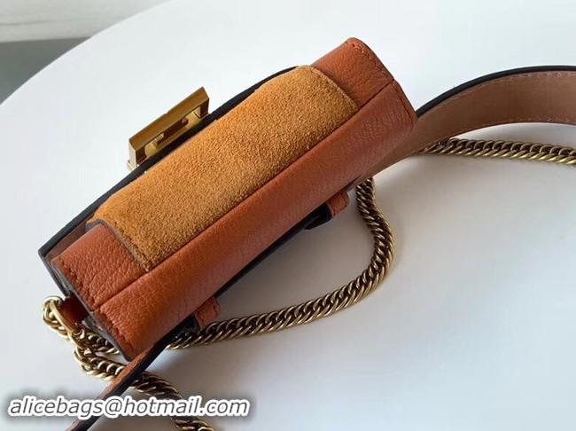 Top Grade GIVENCHY GV3 leather and suede mini bumbag 1127 brown