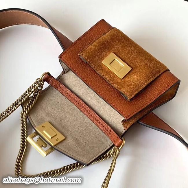 Top Grade GIVENCHY GV3 leather and suede mini bumbag 1127 brown