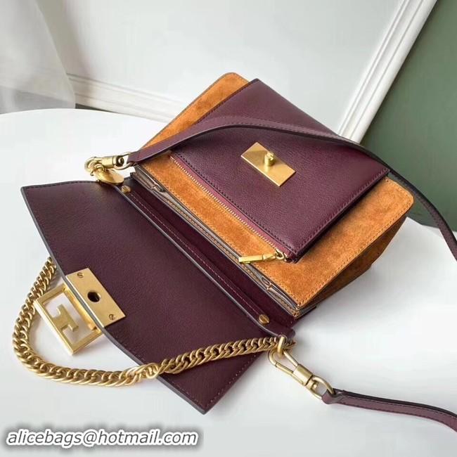 Stylish GIVENCHY GV3 leather and suede shoulder bag 9989 Burgundy