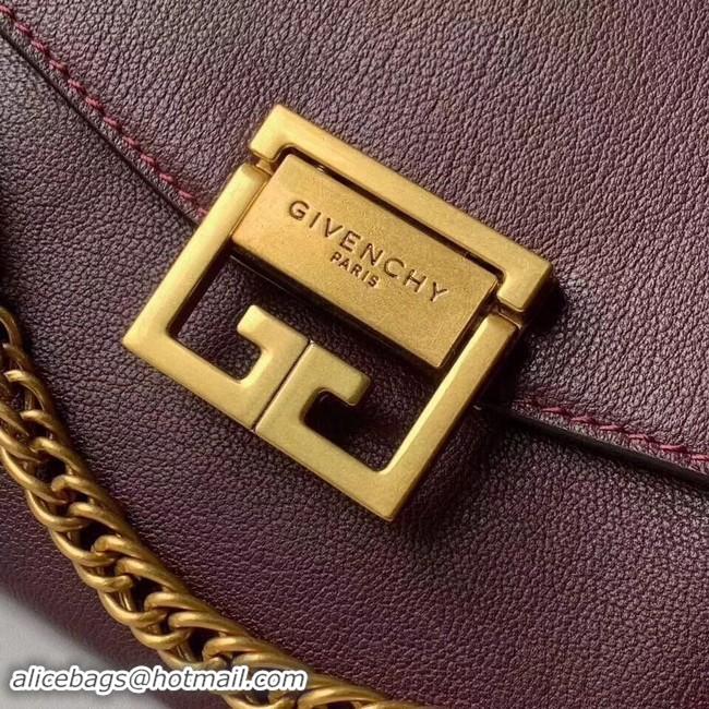 Stylish GIVENCHY GV3 leather and suede shoulder bag 9989 Burgundy