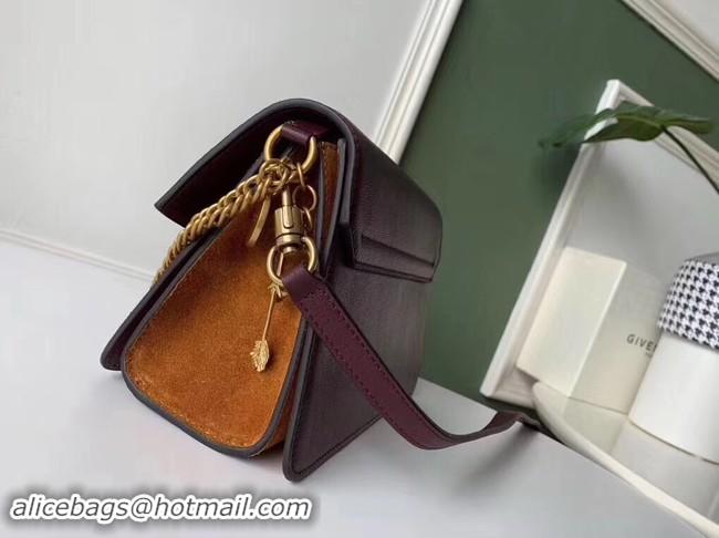 Stylish GIVENCHY GV3 leather and suede shoulder bag 9989 Burgundy