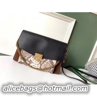 Crafted GIVENCHY GV3 python and leather shoulder bag 61433 black