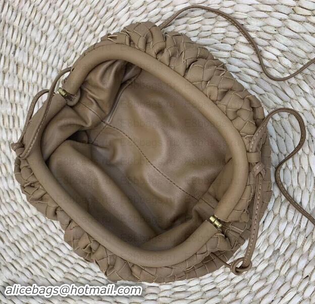 Top Quality Bottega Veneta Frame Pouch Clutch Small Bag with Strap In Intrecciato Woven Leather Camel 191113