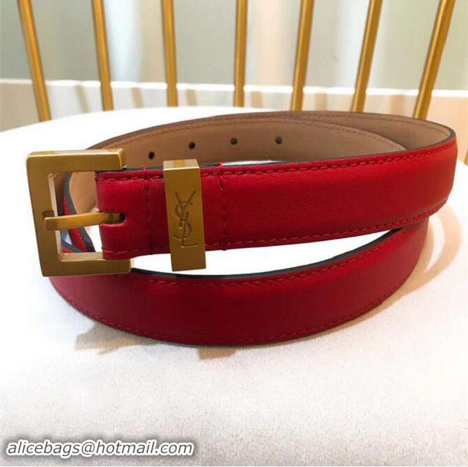 ​Unique Yves Saint Laurent Width 2.5CM Logo Leather Belt Y8100 Red