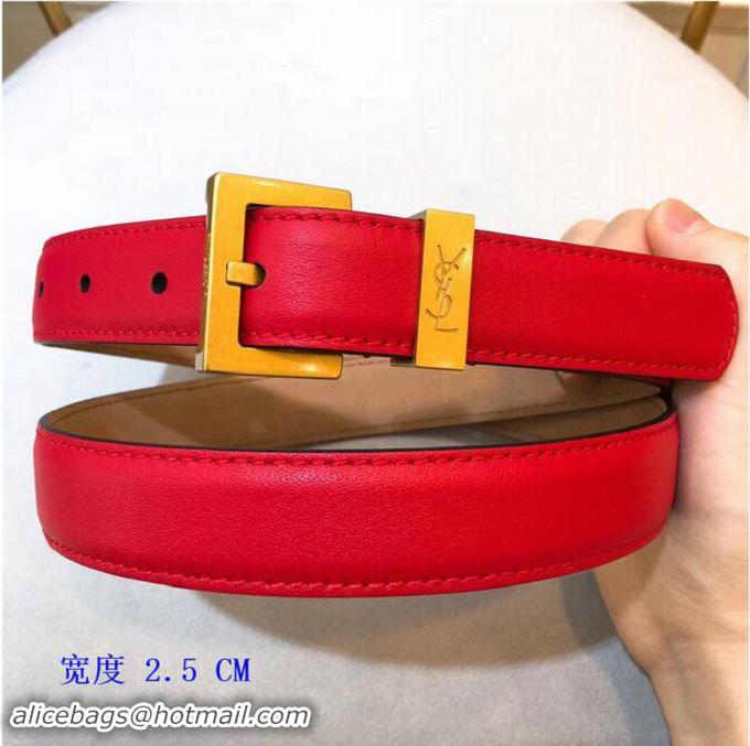 ​Unique Yves Saint Laurent Width 2.5CM Logo Leather Belt Y8100 Red