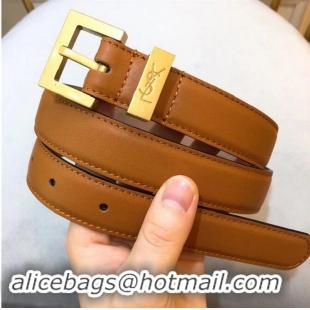 Grade Yves Saint Laurent Width 2.5CM Logo Leather Belt Y8100 Brown