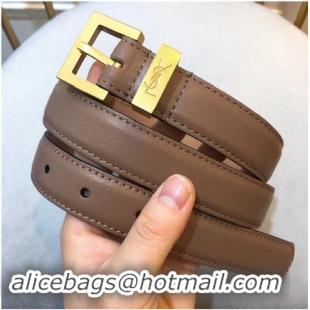 Market Sells Yves Saint Laurent Width 2.5CM Logo Leather Belt Y8100 ETOUPE