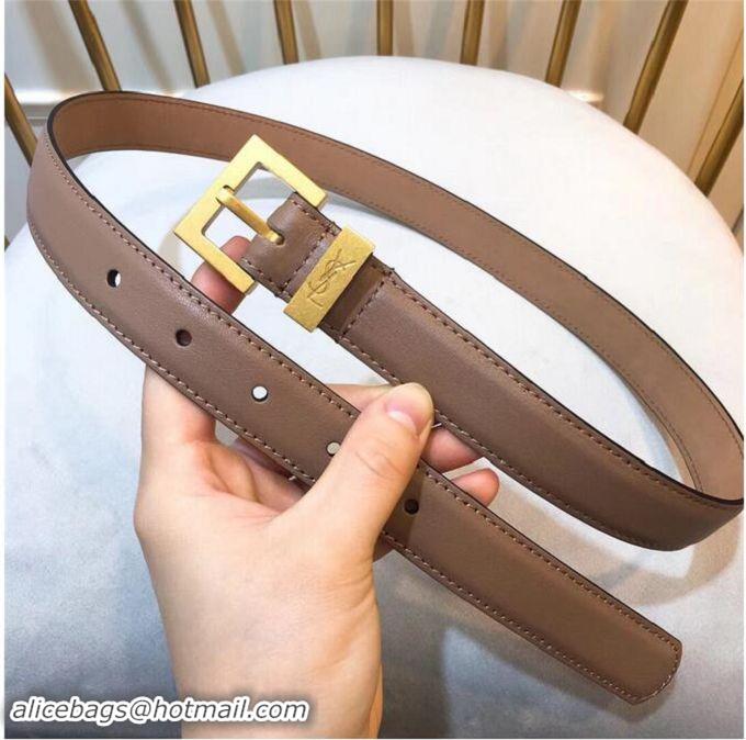 Market Sells Yves Saint Laurent Width 2.5CM Logo Leather Belt Y8100 ETOUPE