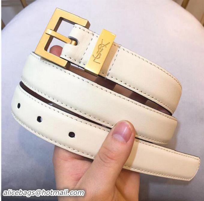 Stylish Yves Saint Laurent Width 2.5CM Logo Leather Belt Y8100 White