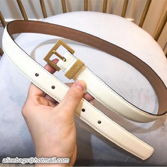 Stylish Yves Saint Laurent Width 2.5CM Logo Leather Belt Y8100 White