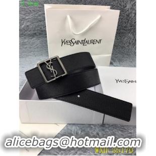 Recommended Yves Saint Laurent Width 3.5CM Logo Leather Belt Y35170 Black