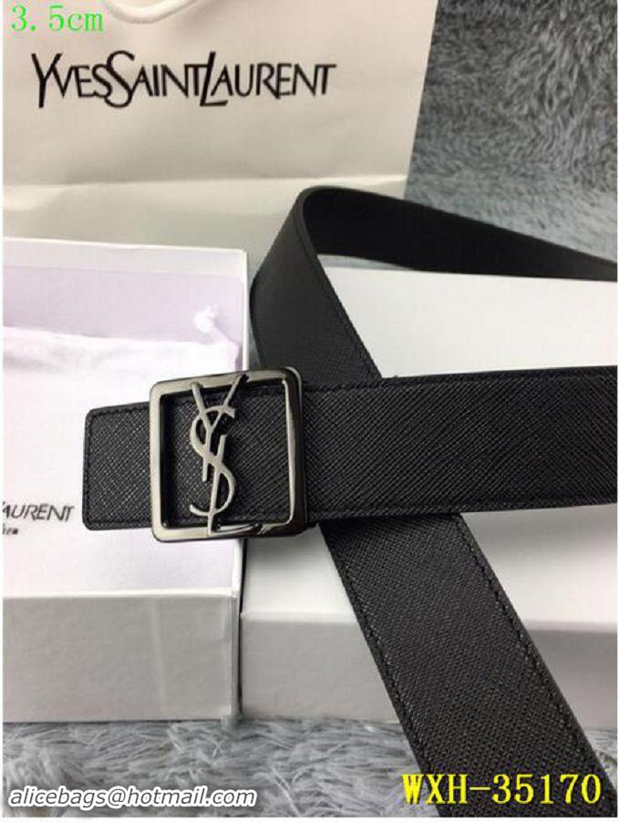 Recommended Yves Saint Laurent Width 3.5CM Logo Leather Belt Y35170 Black