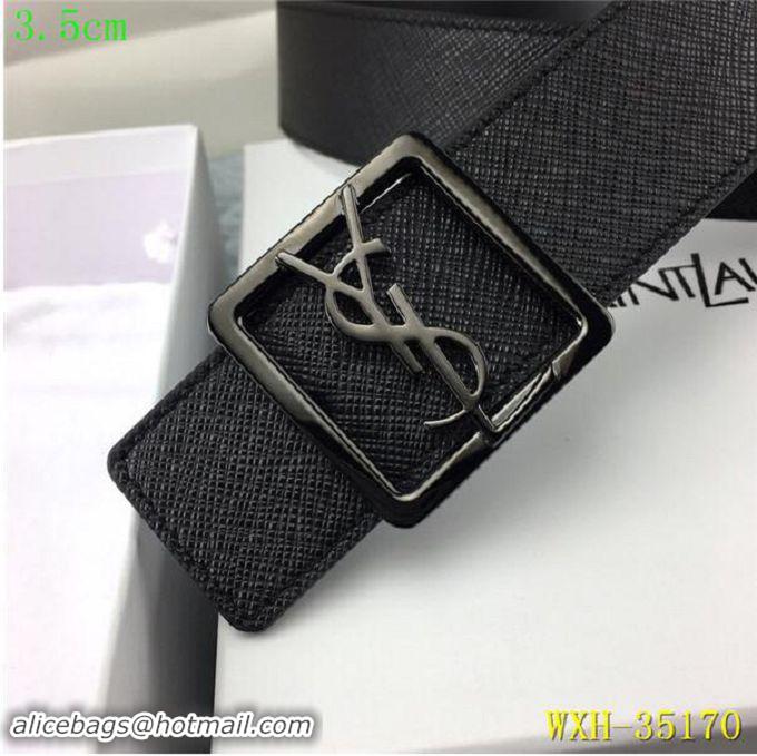 Recommended Yves Saint Laurent Width 3.5CM Logo Leather Belt Y35170 Black