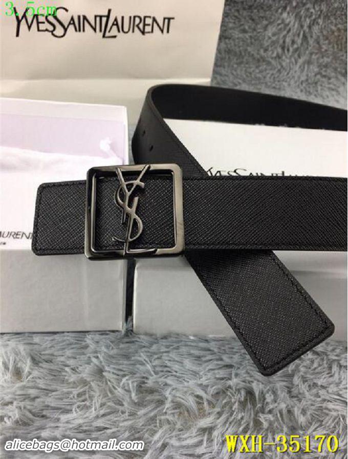 Recommended Yves Saint Laurent Width 3.5CM Logo Leather Belt Y35170 Black