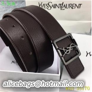 Classic Yves Saint Laurent Width 3.5CM Logo Leather Belt Y35170 Coffee