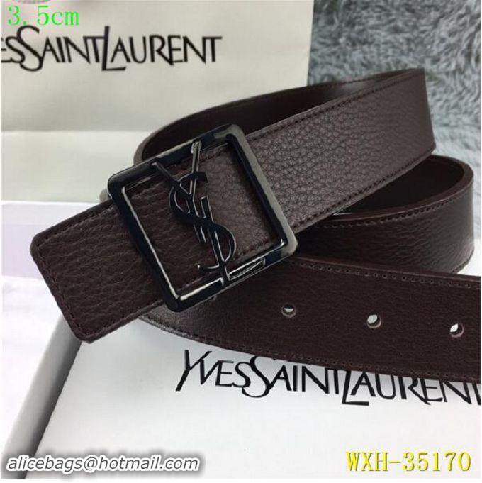 Classic Yves Saint Laurent Width 3.5CM Logo Leather Belt Y35170 Coffee