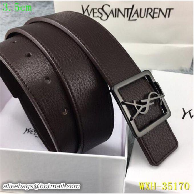 Classic Yves Saint Laurent Width 3.5CM Logo Leather Belt Y35170 Coffee