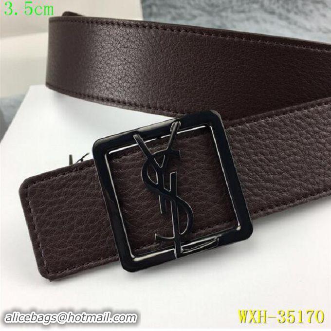 Classic Yves Saint Laurent Width 3.5CM Logo Leather Belt Y35170 Coffee