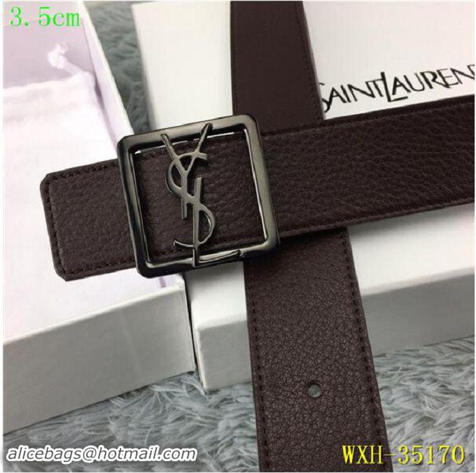 Classic Yves Saint Laurent Width 3.5CM Logo Leather Belt Y35170 Coffee