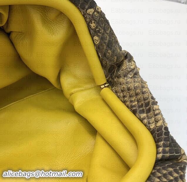 Fashion Bottega Veneta Oversize Frame Pouch Clutch Bag In Python Yellow 191113