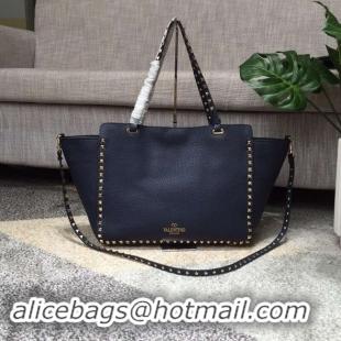 Fashion VALENTINO Rockstud large tote 0973 dark blue