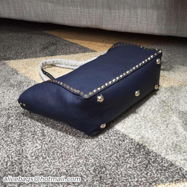 Fashion VALENTINO Rockstud large tote 0973 dark blue