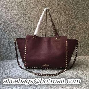 Discount VALENTINO Rockstud large tote 0973 dark red