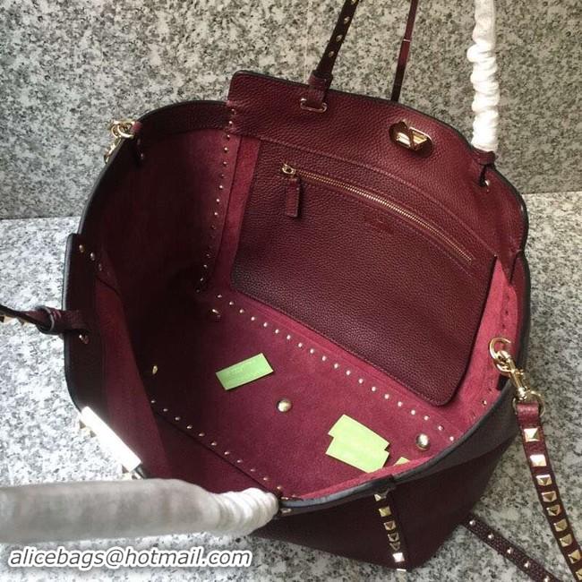 Discount VALENTINO Rockstud large tote 0973 dark red