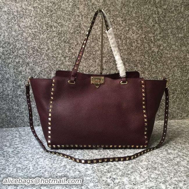 Discount VALENTINO Rockstud large tote 0973 dark red