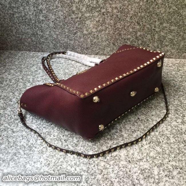 Discount VALENTINO Rockstud large tote 0973 dark red