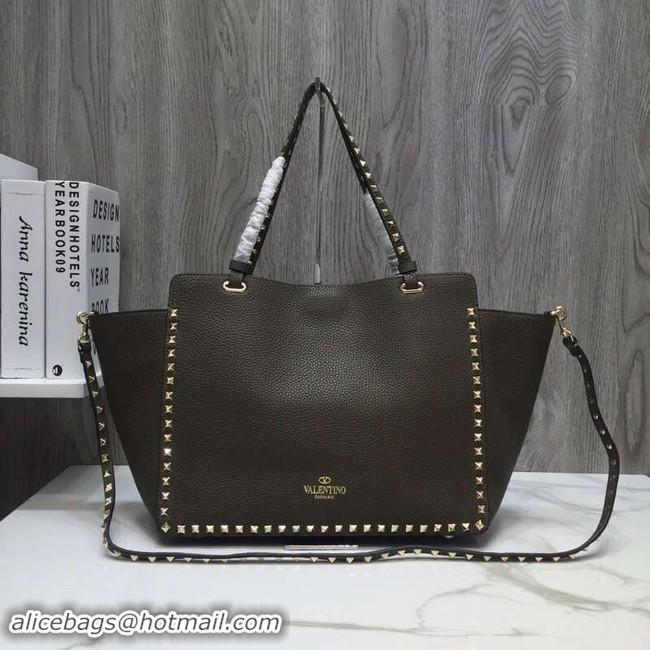 Best Luxury VALENTINO Rockstud large tote 0973 Khaki