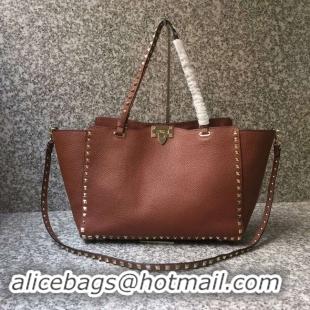 Elegant VALENTINO Rockstud large tote 0973 brown