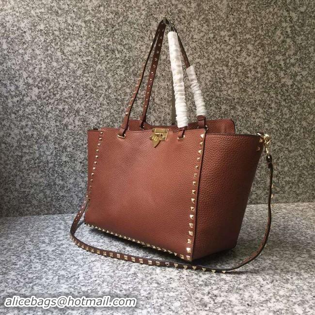 Elegant VALENTINO Rockstud large tote 0973 brown