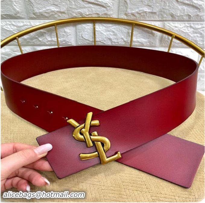 New Design Yves Saint Laurent Width 7CM Logo Leather Belt Y8101 Red